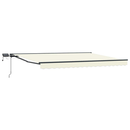 Manuell markisram med LED-lampor Kräm och antracit 4 × 3,5 m