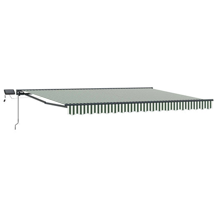 Manuell markisram med LED-lampor Grön, Vit, Antracit 4 × 3,5 m
