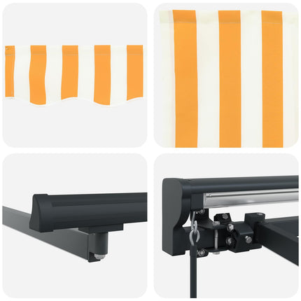 Manuell markisram med LED-lampor Gul, Vit, Antracit 4,5 × 3 m