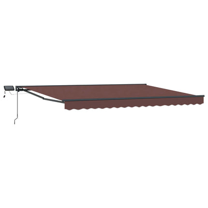 Manuell markisram med LED-lampor Brun och antracit 4,5 × 3 m