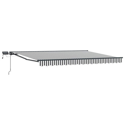 Manuell markisram med LED-lampor Antracit och vitt 4,5 × 3 m