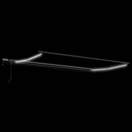 Manuell markisram med LED-lampor Antracit och vitt 4,5 × 3 m