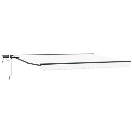 Manuell markisram med LED-lampor Vit och antracit 4,5 × 3 m