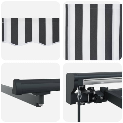 Manuell markisram med LED-lampor Antracit och vitt 5 x 3 m