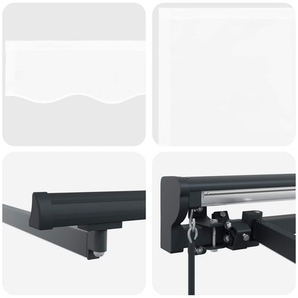 Manuell markisram med LED-lampor Vit och antracit 5 x 3 m