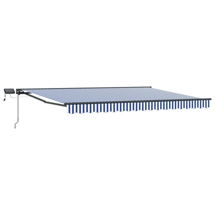 Manuell markisram med LED-lampor Blå, Vit, Antracit 5 × 3,5 m
