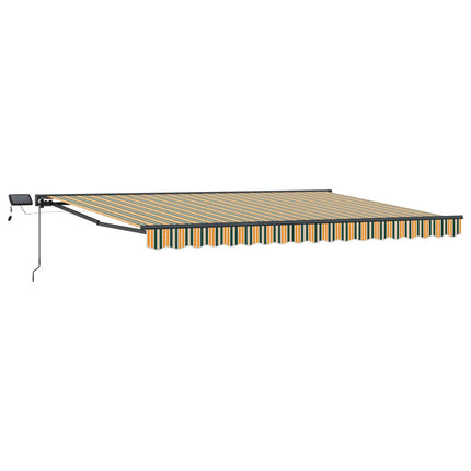 Manuell markisram med LED-lampor Grön, Gul, Antracit 5 × 3,5 m