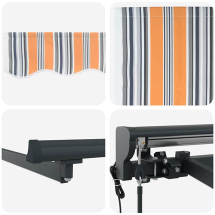 Elektrisk Retraktabel Markis Blå, Orange, Antracit 5 × 3,5 m