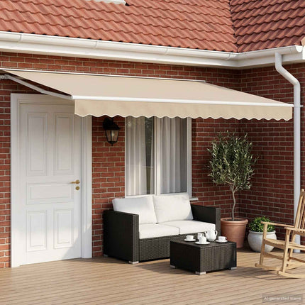 Elektrisk Retraktabel Markis Beige och vit 4 × 3,5 m