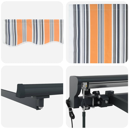 Elektrisk Retraktabel Markis Blå, Orange, Antracit 5 × 3,5 m