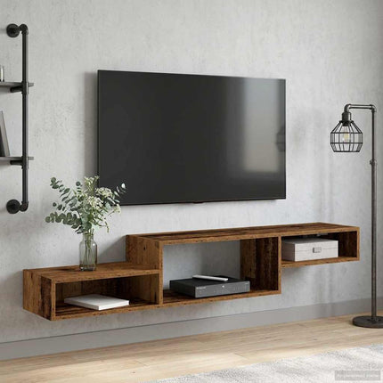 Väggmonterad TV-skåp Väggmonterat Gammalt trä 150 x 28 x 26 cm