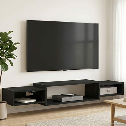 Väggmonterad TV-skåp Väggmonterat Svart ek 140 x 28 x 21 cm