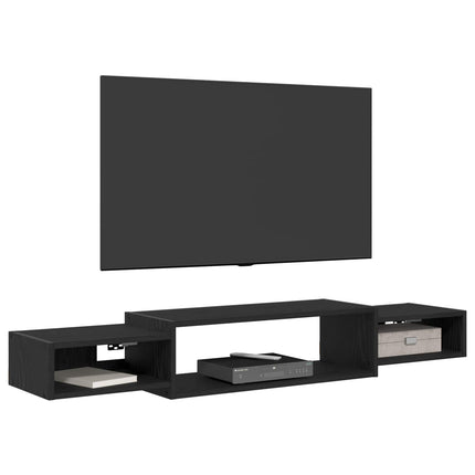 Väggmonterad TV-skåp Väggmonterat Svart ek 140 x 28 x 21 cm
