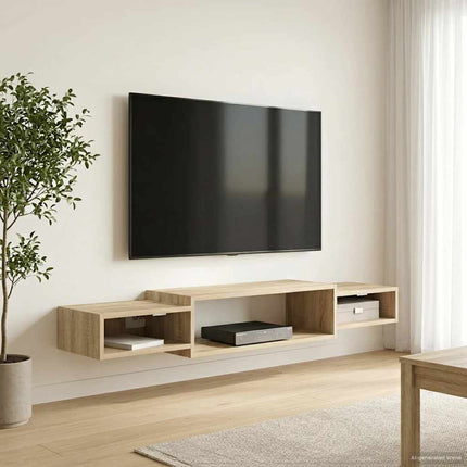 Väggmonterad TV-skåp Väggmonterat Sonoma-ek 140 x 28 x 21 cm