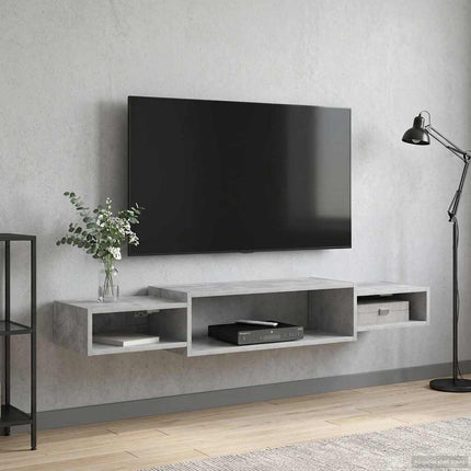 Väggmonterad TV-skåp Väggmonterat Betonggrå 140 x 28 x 21 cm