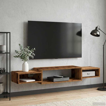Väggmonterad TV-skåp Väggmonterat Gammalt trä 140 x 28 x 21 cm