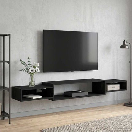 Väggmonterad TV-skåp Väggmonterat Svart ek 180 x 28 x 21 cm