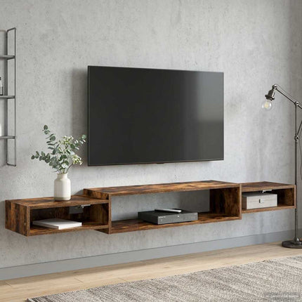 Väggmonterad TV-skåp Väggmonterat Rökt ek 180 x 28 x 21 cm
