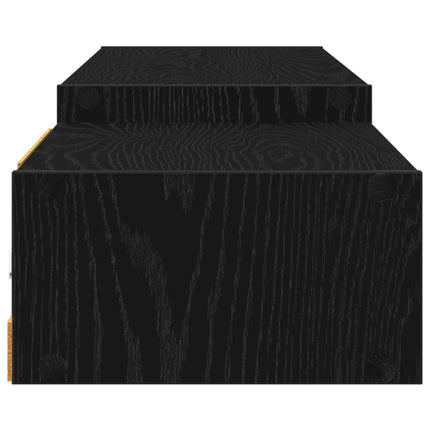 Väggmonterad TV-skåp Väggmonterat Svart ek 220 x 28 x 21 cm