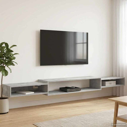 Väggmonterad TV-skåp Väggmonterat Betonggrå 220 x 28 x 21 cm