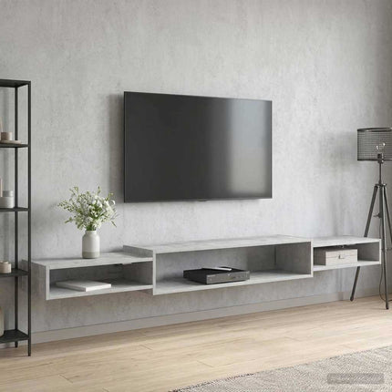 Väggmonterad TV-skåp Väggmonterat Betonggrå 220 x 28 x 21 cm
