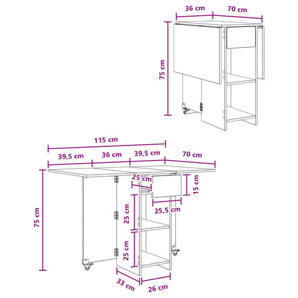 Matbord 115 x 70 x 75 cm Konstruerat trä Grå Sonoma Rektangulär