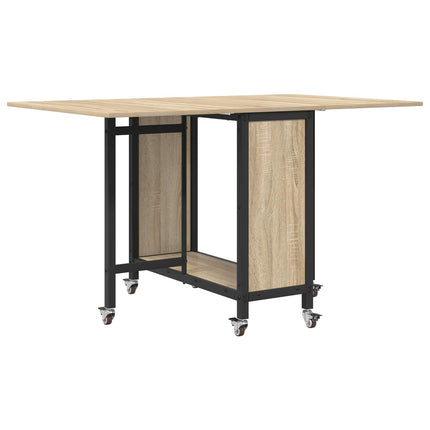 Hopfällbart matbord med hjul 130 x 80 x 76,5 cm stål PB