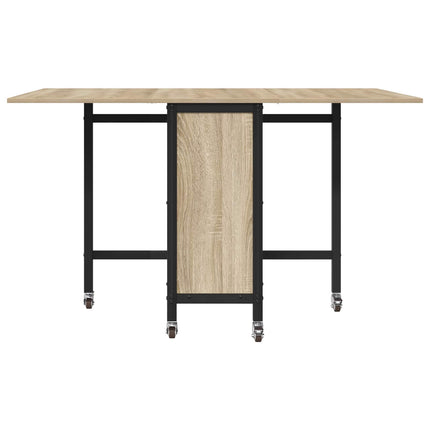Hopfällbart matbord med hjul 130 x 80 x 76,5 cm stål PB