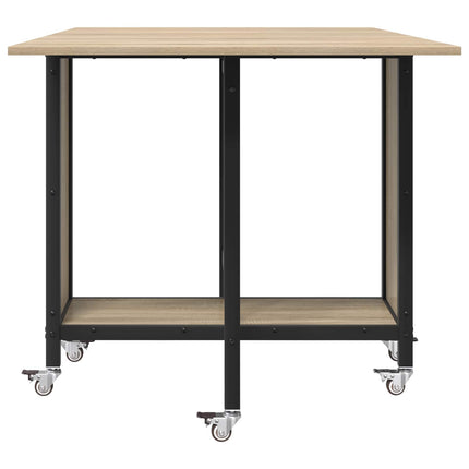 Hopfällbart matbord med hjul 130 x 80 x 76,5 cm stål PB