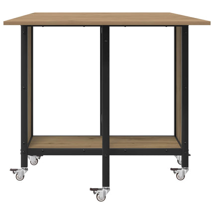 Hopfällbart matbord med hjul 130 x 80 x 76,5 cm stål PB