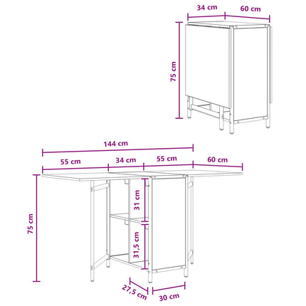 Matbord 144 x 60 x 75 cm Konstruerat trä Sonoma-ek Rektangulär