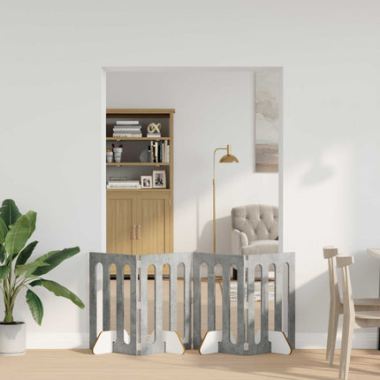 Fällbar husdjursgrind 4 pcs BetongGrå 201 x 38 x 70 cm