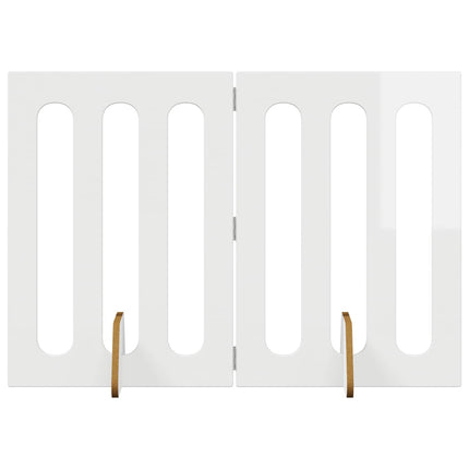 Fällbar husdjursgrind 2 pcs Högblank Vit 100,5 x 38 x 70 cm