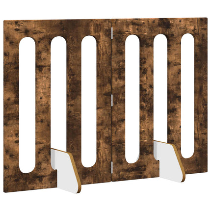 Fällbar husdjursgrind 2 pcs Rökt Ek 100,5 x 38 x 70 cm