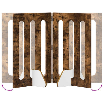 Fällbar husdjursgrind 2 pcs Rökt Ek 100,5 x 38 x 70 cm