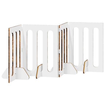 Fällbar husdjursgrind 4 pcs Rökt Ek 201 x 38 x 70 cm