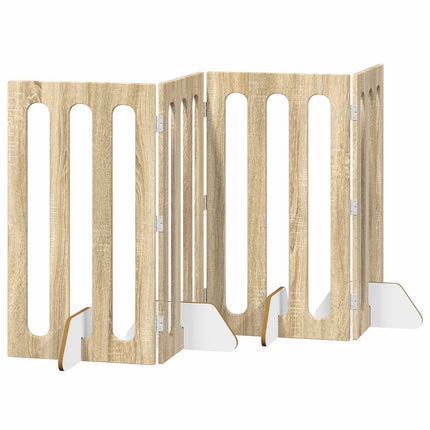 Fällbar husdjursgrind 4 pcs Sonoma-ek 201 x 38 x 90 cm