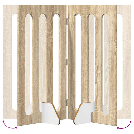 Fällbar husdjursgrind 4 pcs Sonoma-ek 201 x 38 x 90 cm