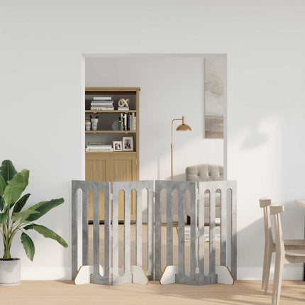 Fällbar husdjursgrind 4 pcs BetongGrå 201 x 38 x 90 cm