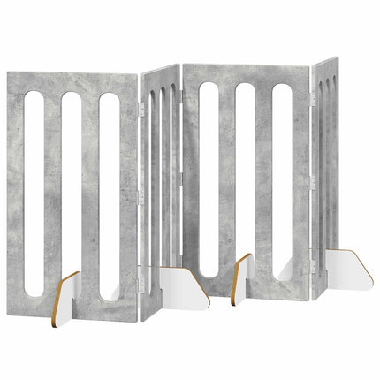 Fällbar husdjursgrind 4 pcs BetongGrå 201 x 38 x 90 cm