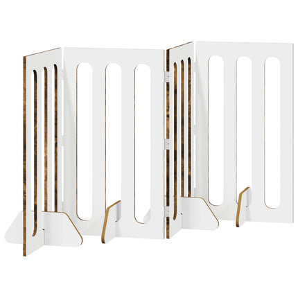 Fällbar husdjursgrind 4 pcs Rökt Ek 201 x 38 x 90 cm