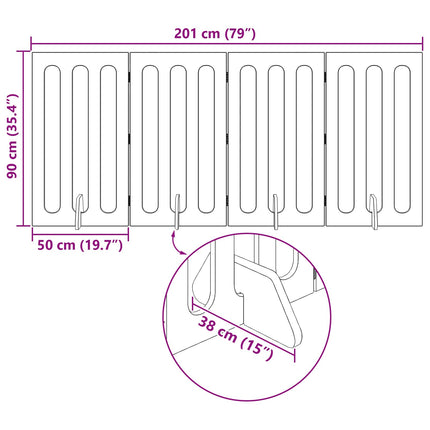 Fällbar husdjursgrind 4 pcs Artisan Ek 201 x 38 x 90 cm