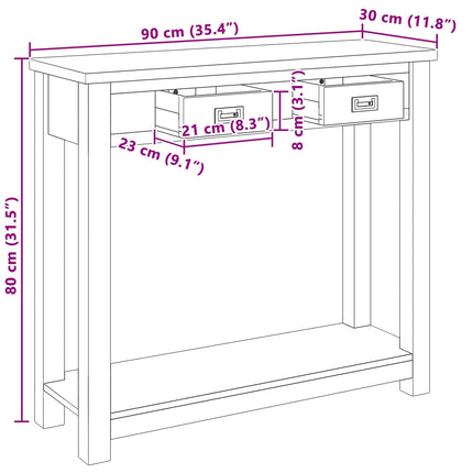 Konsolbord Naturlig 90 x 30 x 80 cm Massivt teakträ