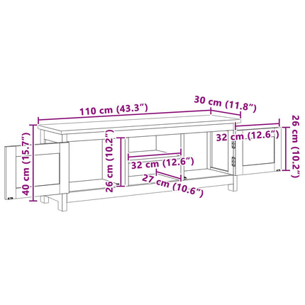 TV-bänk 110 x 30 x 40 cm Naturlig Massivt teakträ