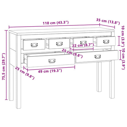 Sideboard Naturlig 110 x 35 x 75,5 cm Massivt teakträ