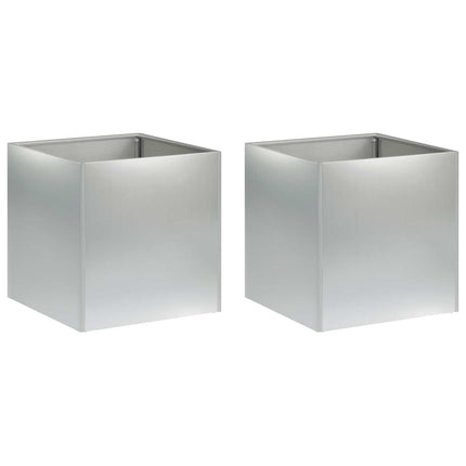 Trädgårdsplanterare 2 st Silver 20 x 20 x 20 cm