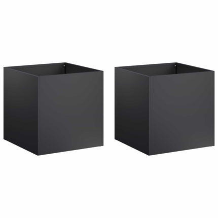 Trädgårdsplanterare 2 st Svart 35 x 35 x 35 cm Kallvalsat stål