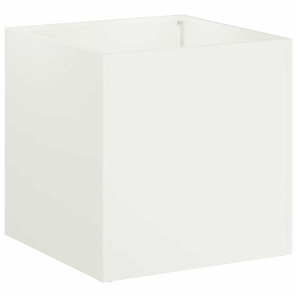 Trädgårdsplanterare 2 st Vit 35 x 35 x 35 cm Kallvalsat stål