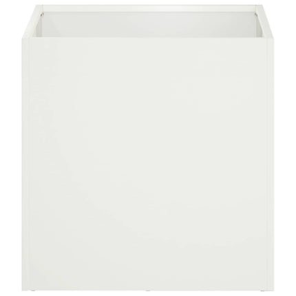 Trädgårdsplanterare 2 st Vit 45 x 45 x 45 cm Kallvalsat stål
