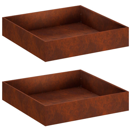 Trädgårdsplanterare 2 st Rostig 100 x 100 x 20 cm